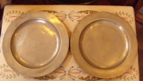 Pair of Large Pewter Chargers