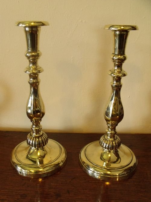 Pair of Large Brass Candlesticks