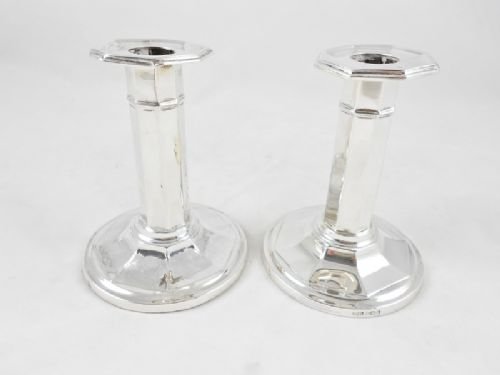 Pair of Silver Octagonal Candlesticks