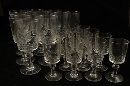 Set of Twenty Cut Glass Claret and Port Glasses