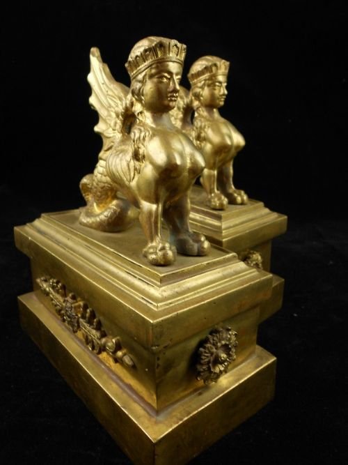 Pair of 19th C Sphinx
