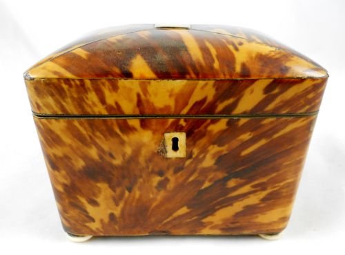 19th C Tortoiseshell Tea Caddy