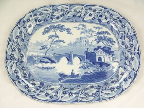 Mid 19th C Blue and White Meat Plate