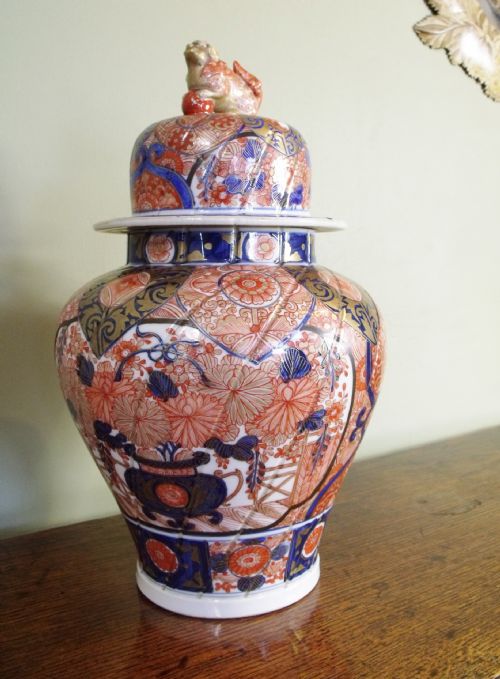 19th C Imari Temple Jar and Cover