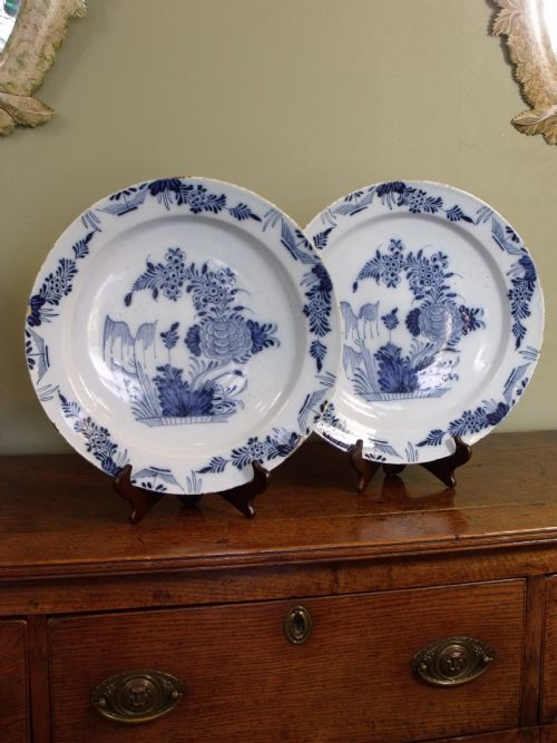 Pair of Large 18th C Delft Chargers
