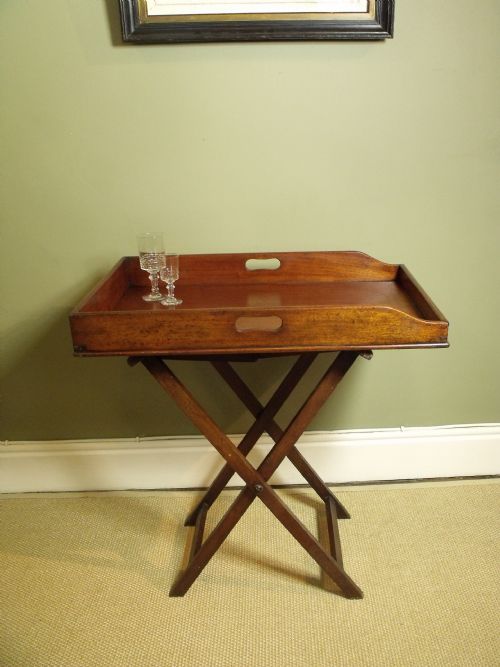 19th C Mahogany Butlers Tray and Stand