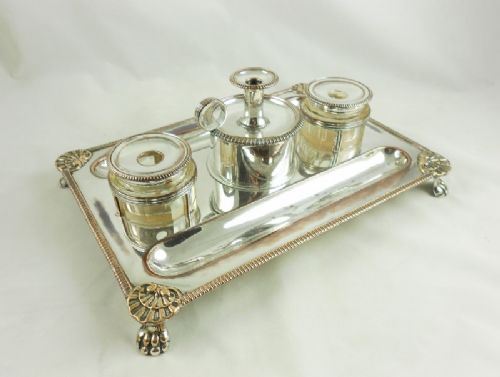 Late 19th C Silver Plated Deskstand