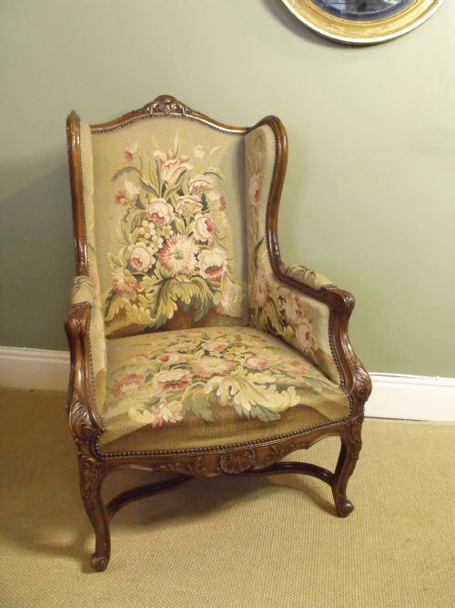19th C Needlework Armchair