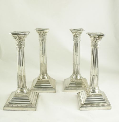 Set of Four Silverplated Candlesticks