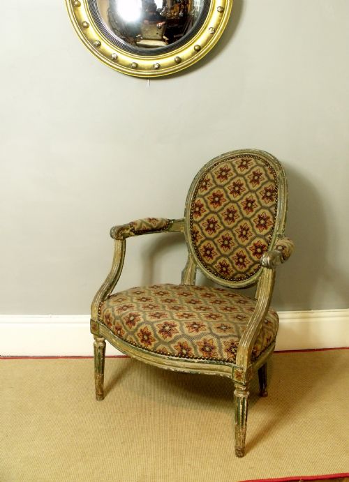 18th C Decorated Open Armchair