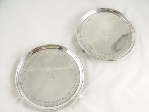 Pair of 18th C Silver Salvers/card Trays