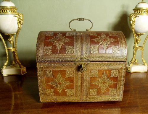 Exquisite Leather Tooled Jewellery Box