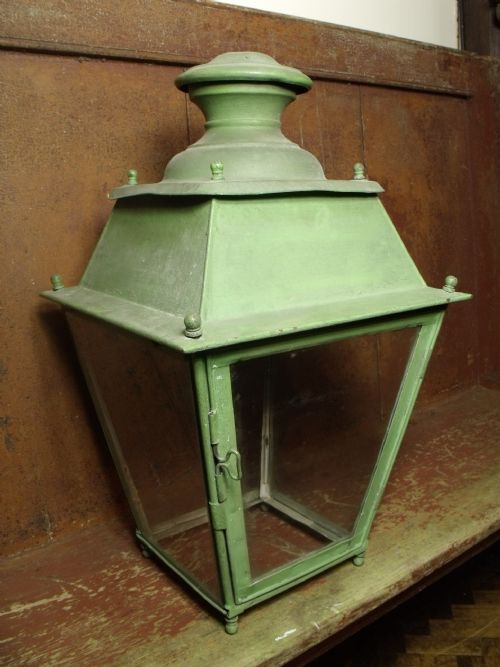 19th C Copper Painted Lantern