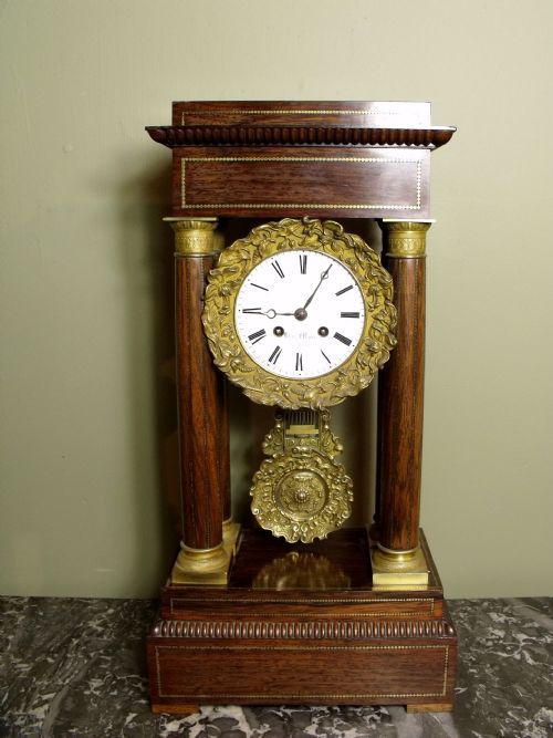 19th C Rosewood Portico Clock