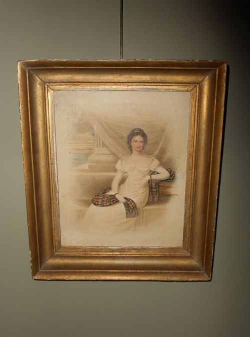 Early 19th C  Watercolour of a Girl in Regency Dress/wedding Portrait