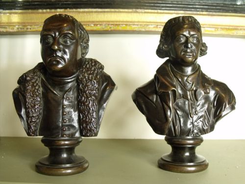 Pair of 19th C Bronze Busts