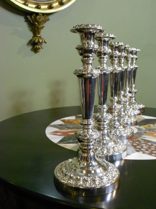 Set of Six Silver Plated Candlesticks