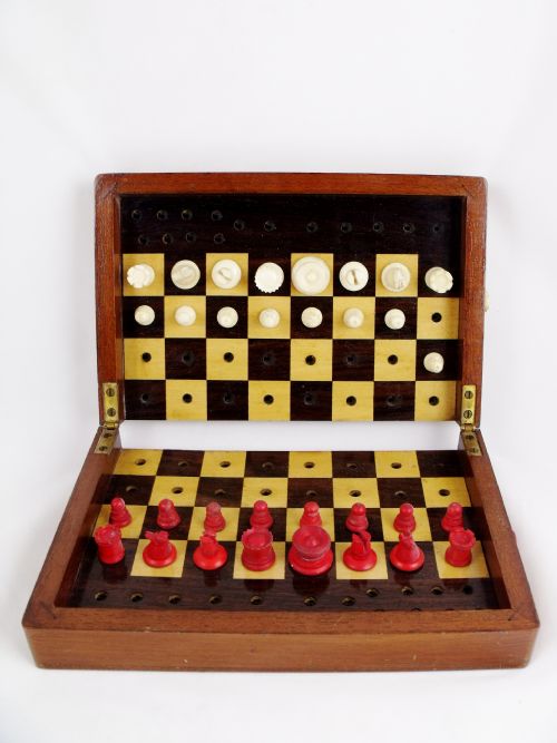 19th C Travelling Chess Set