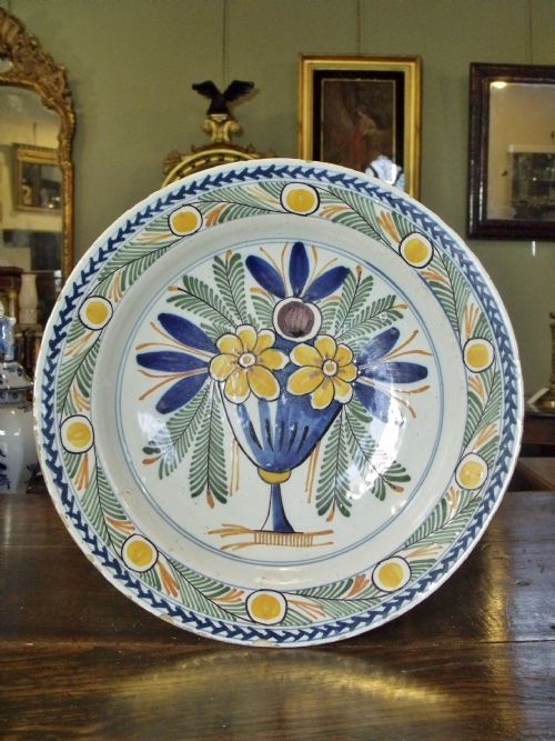 Large 18th C Polychrome Charger