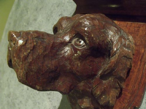 19th C Carved Head of a Dog