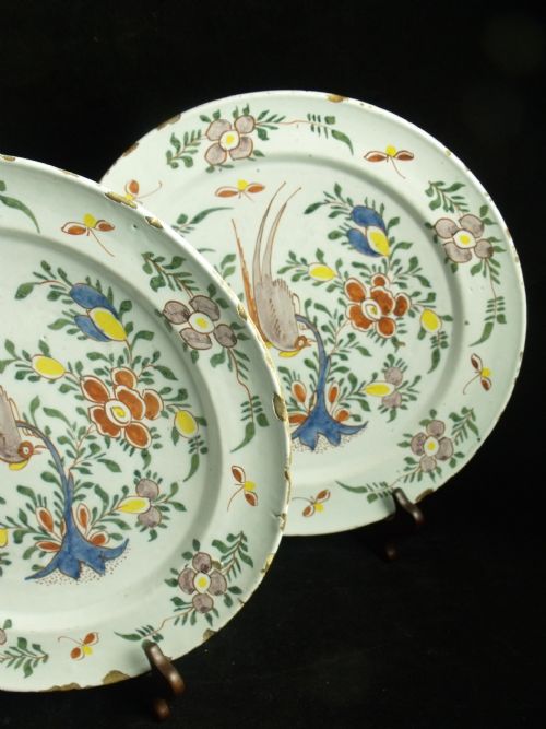 Pair of 18th C Polychrome Chargers