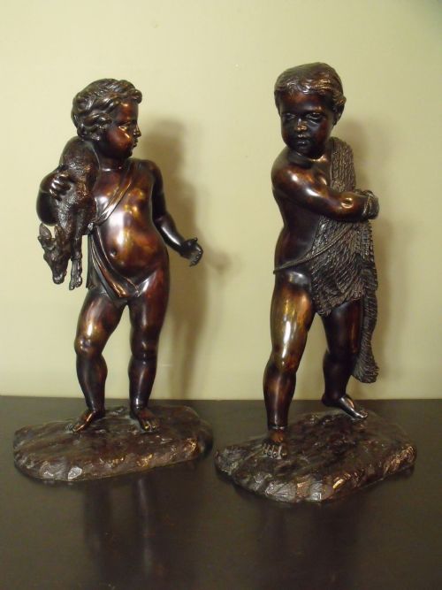 Pair of 18th C Bronze Cherubs