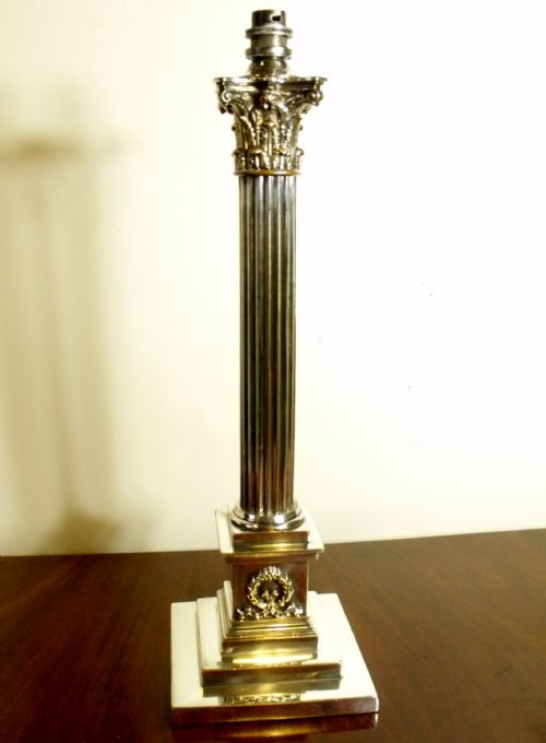 Larage 19th C Silver Plated Lamp Base