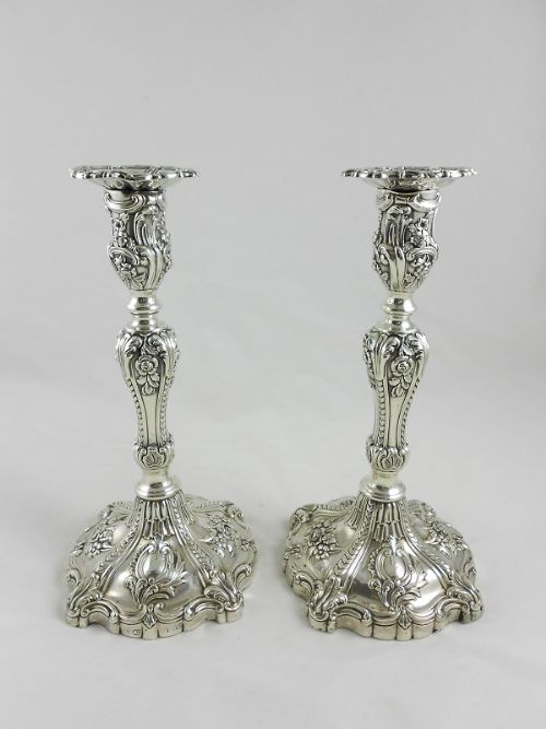 Pair of 19th C Silver Candlesticks