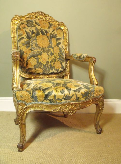 19th C Carved Giltwood Armchair