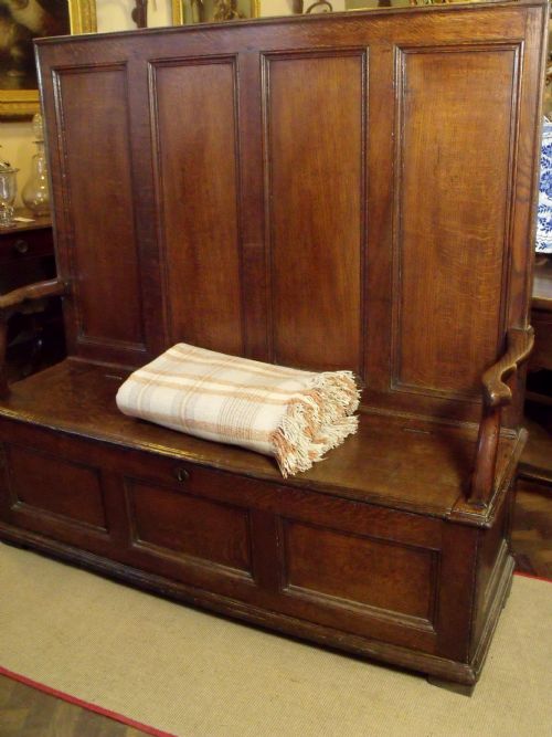 18th C Oak Panelled Settle