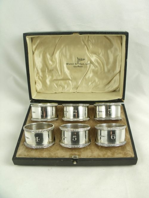 Boxed Set of Silver Napkin Rings - Walker & Hall