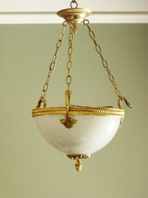 19th C Gilt and Glass Centre  Light