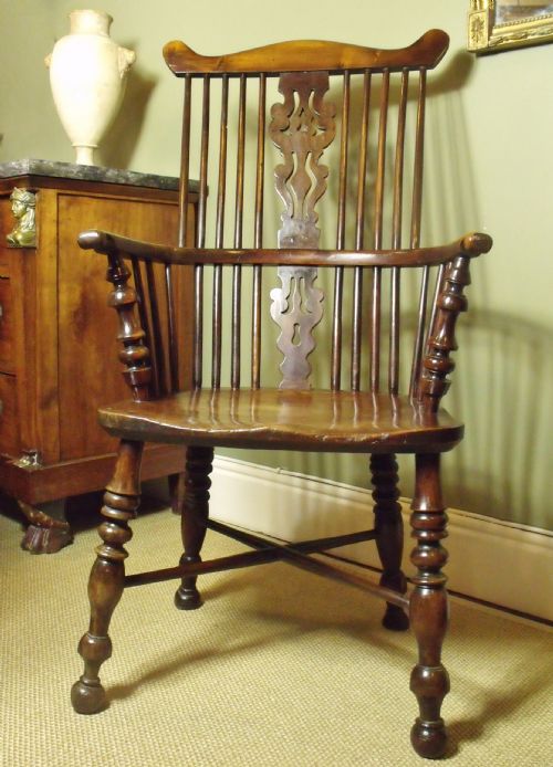 Late 18th C Yew Wood and Elm High-backed Windsor Chair