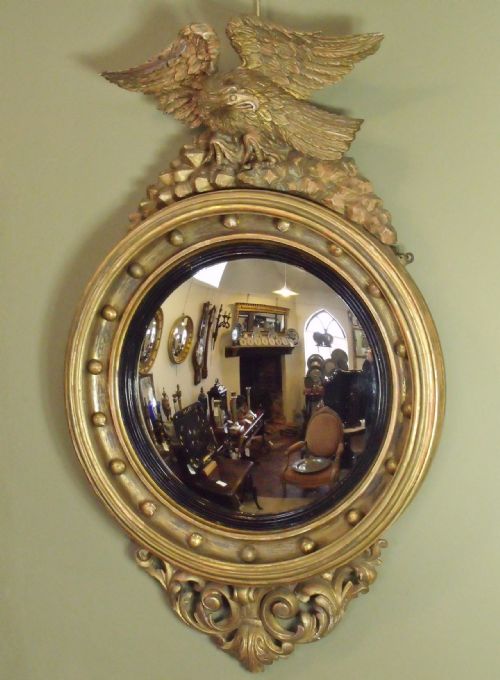 19th C Gilt Convex Mirror