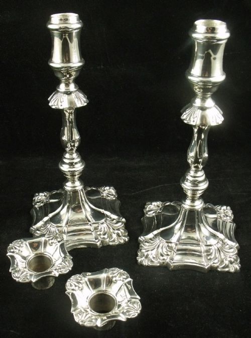 Pair of 19th C Silver Plated Candlesticks