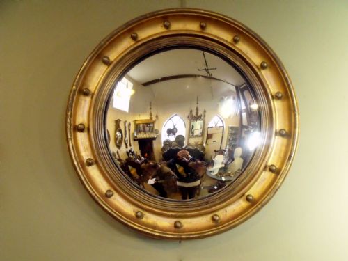 19th C Gilt Convex Mirror