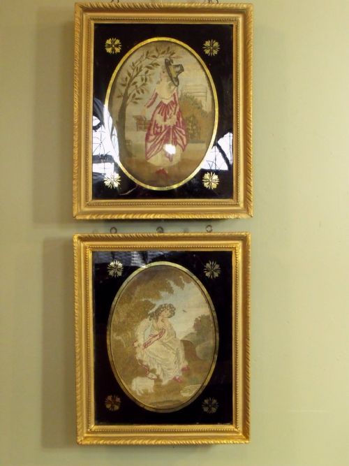 Pair of Needlework Pictures C 1800