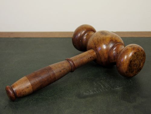 Large Mid 19th C Mulberry Wood Gavel