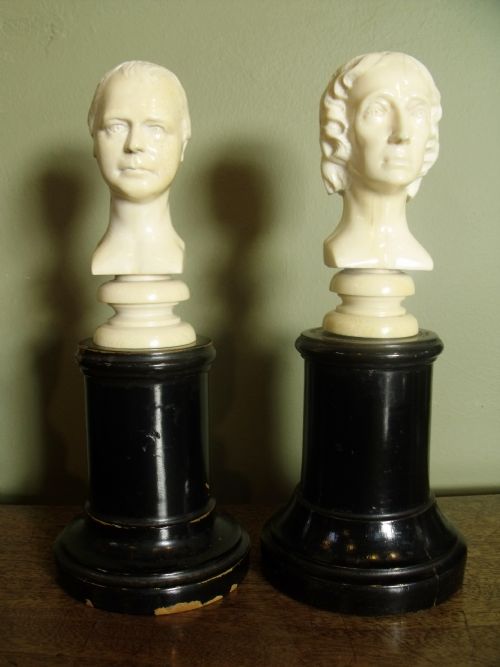 Pair of 19th Carved Portrait Busts
