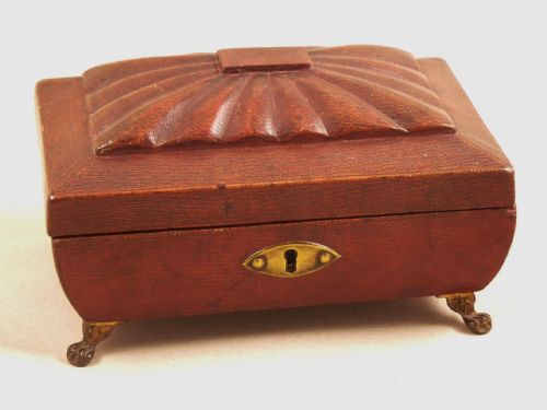 19th C Red Moroccan Leather Sewing Box