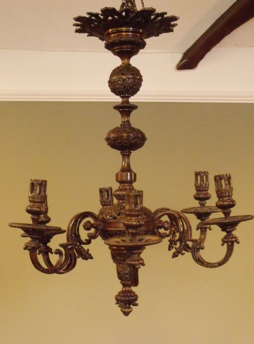 19th C Bronze Hanging Light