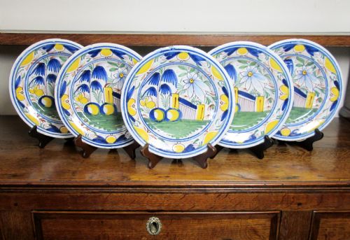 Set of Five Delftware Plates