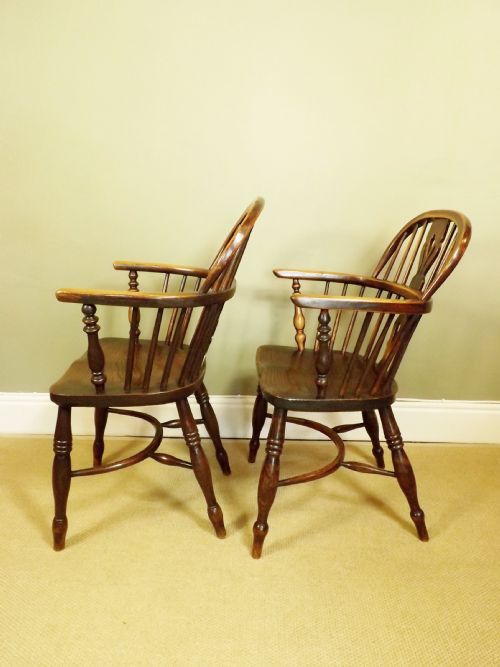 fig 1. PAIR OF 19TH C WINDSOR ARM CHAIRS