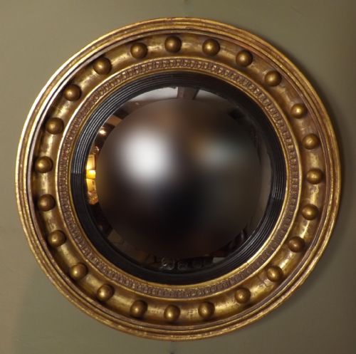19th C Gilt Convex Mirror