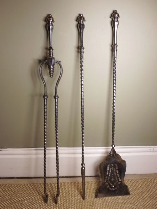 Large Set of George III Steel Fire Tools