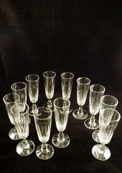 Set of Twelve 19th C Champagne Flutes
