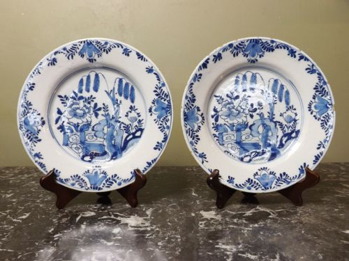 Pair 18th C Delft Plates