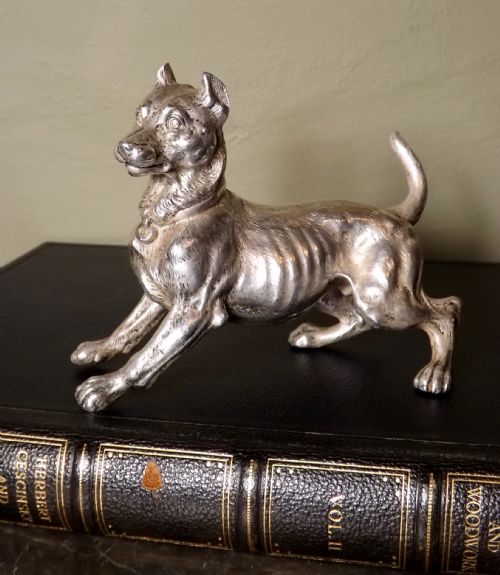 19th C Silver Model of a Dog