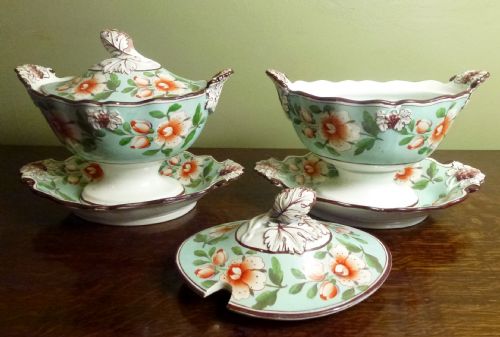 Pair of Early 19th C Spode Sauce Boats