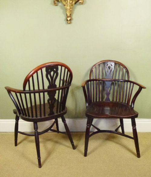 Pair of Antique George III Windsor Chairs